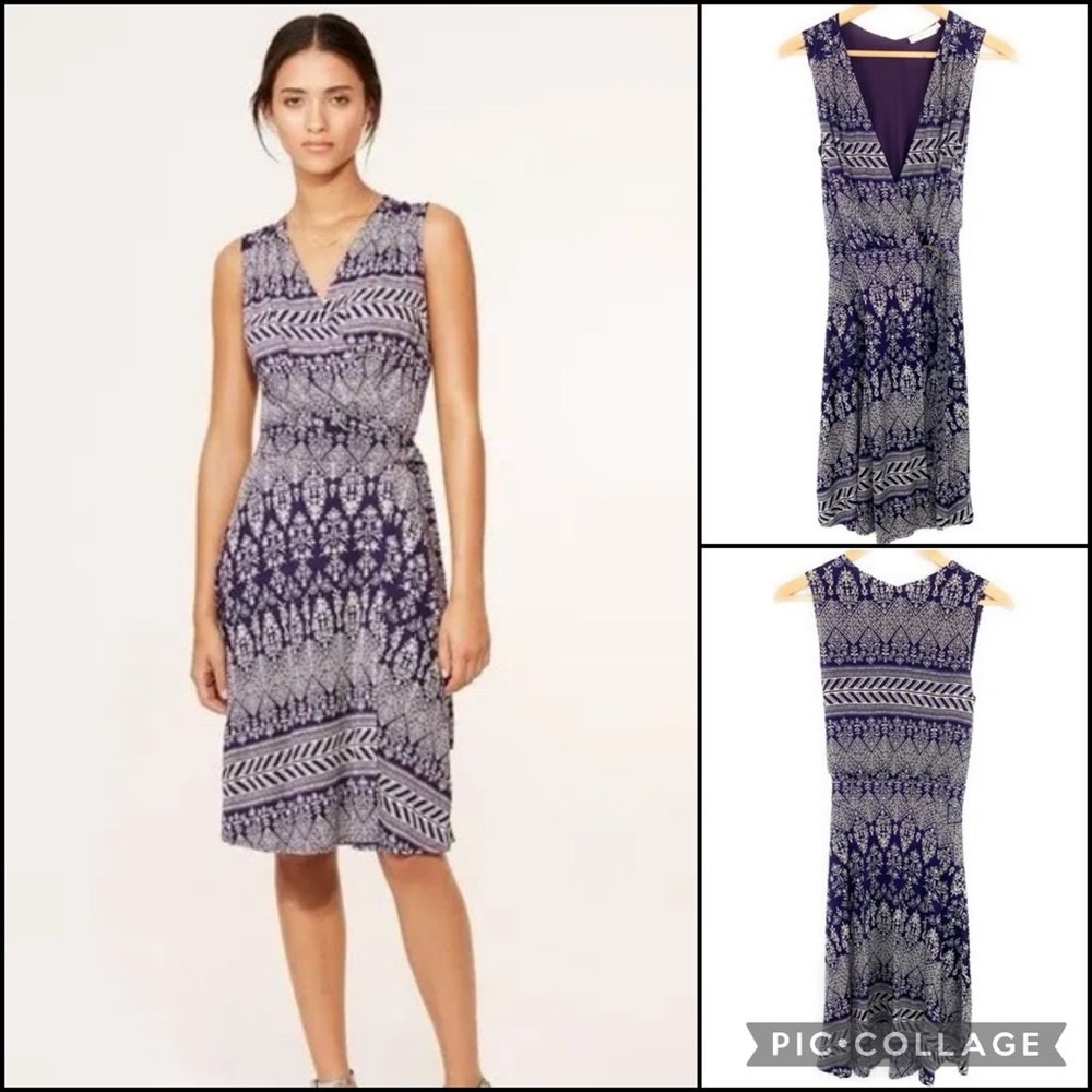 Tory Burch Silk Bend Floral Print Wrap Surplice Dress